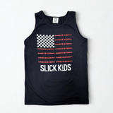 Black tank top with 'Slick Kids' logo and an american flag
