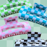 Slick Kids Checkerboard Hair Claw Clip Bundle (4-Pack)