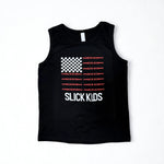 slick kids black american flag tank top