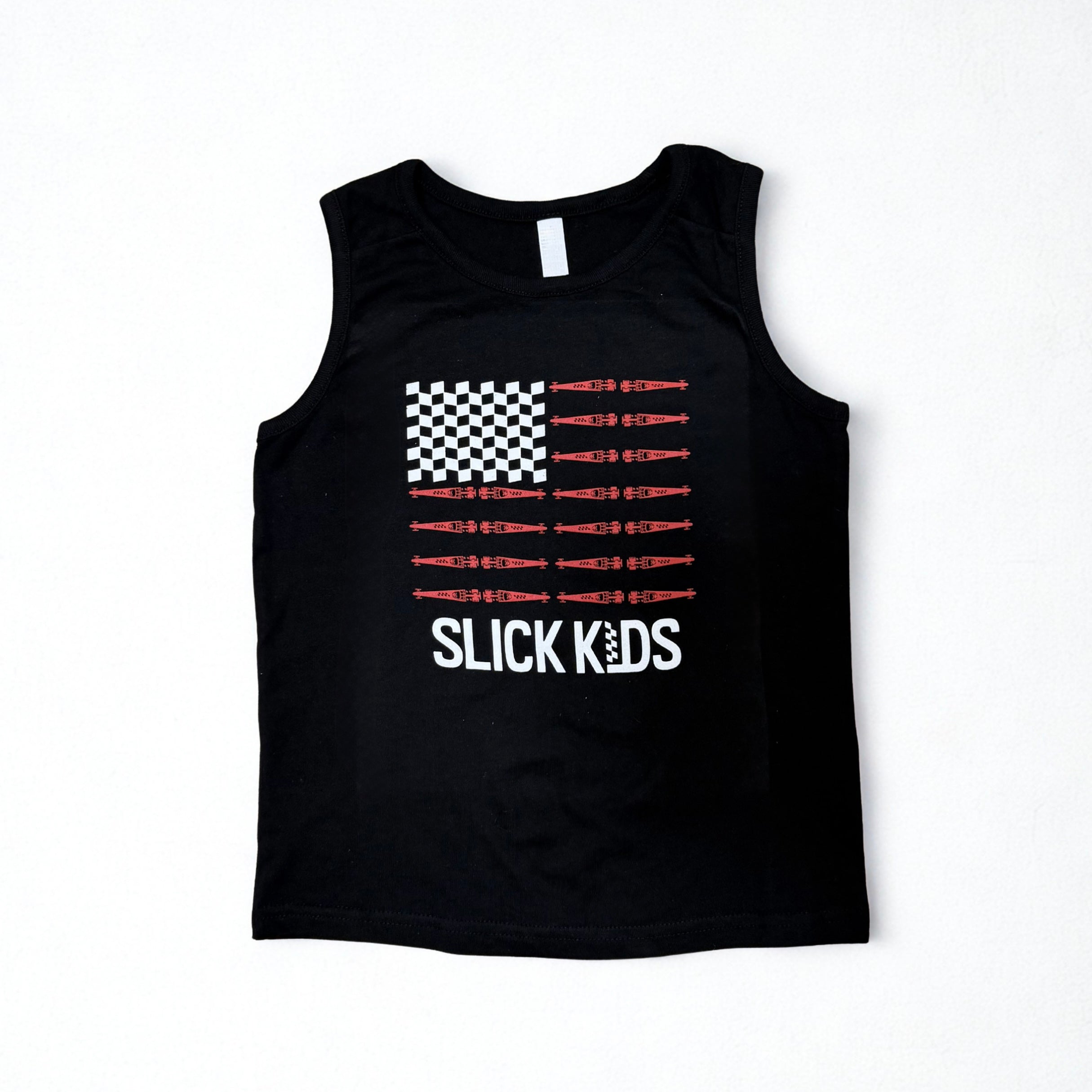 slick kids black american flag tank top