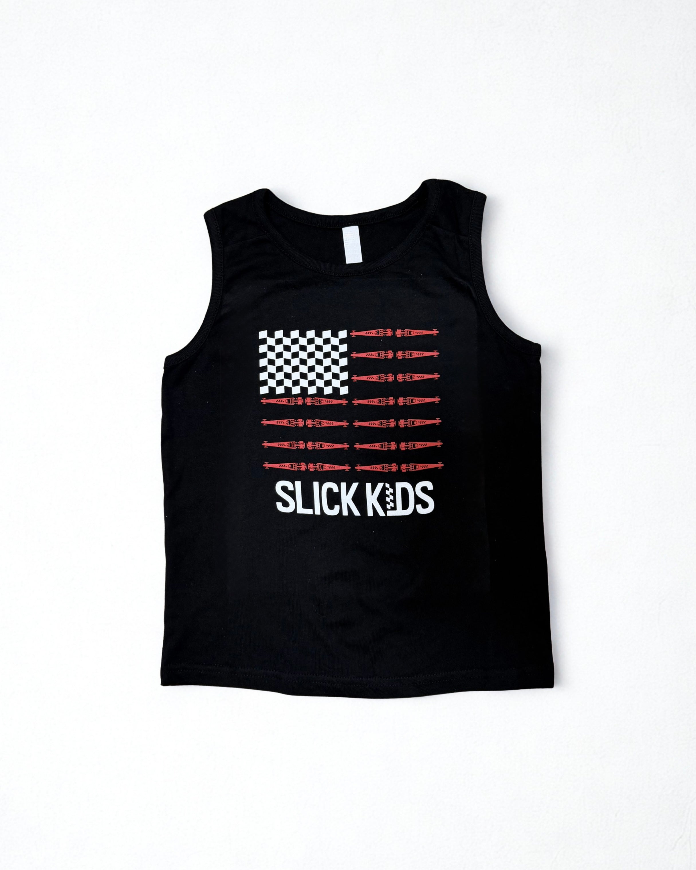 slick kids black american flag tank top